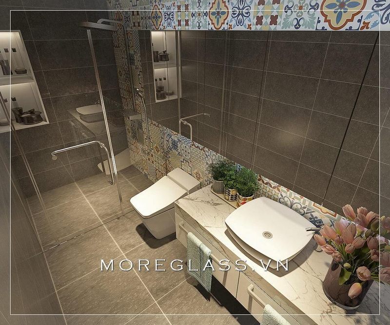 15 Thiết kế căn hộ từ đá ốp tủ lavabo đẹp 2022